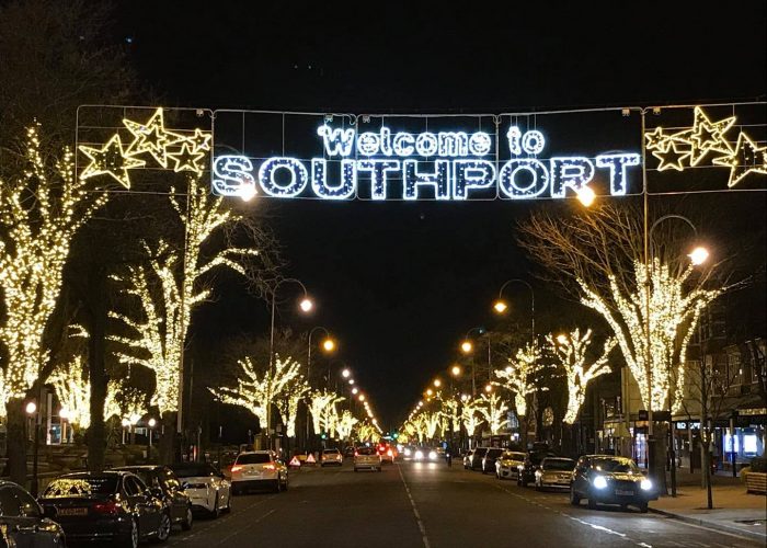 Lights on Lord Street in Southport, provided by Southport BID. Photo by Andrew Brown Media